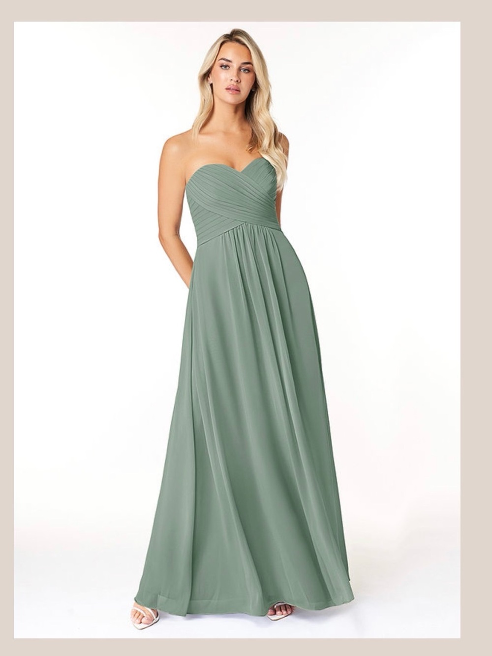Azazie Silver Sage Yazmin Gown Chiffon